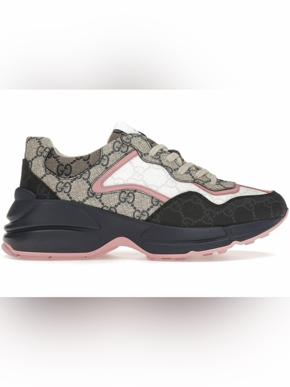 Gucci NIB GG Supreme Monogram Rhyton Sneakers 36 Beige Blue Pink